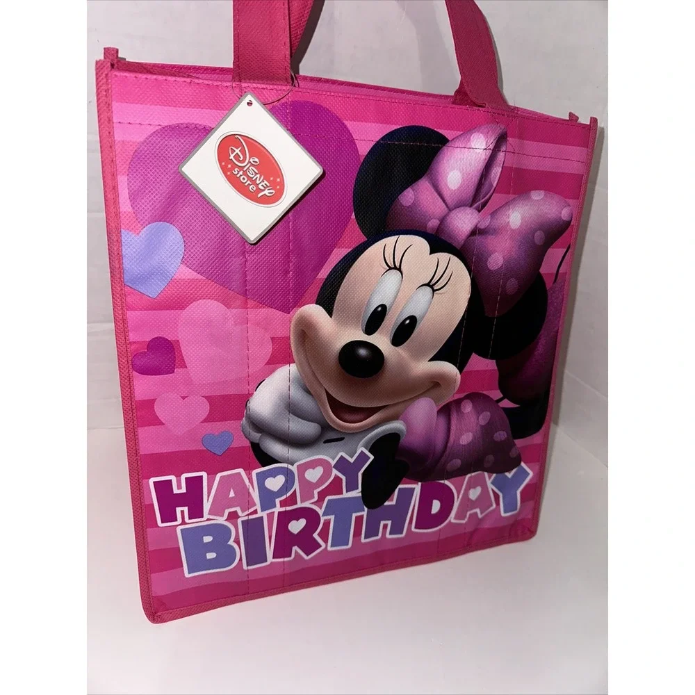 Disney Store Minnie Mouse Happy Birthday Reusable Tote Bag Pink Small Gift Bag